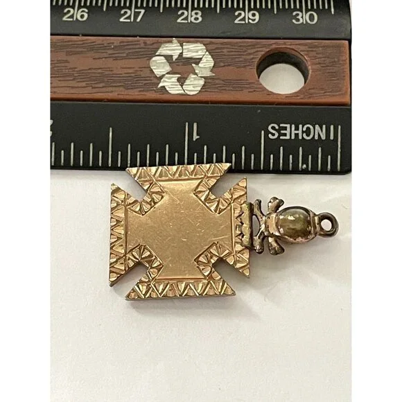 Antique Ancient Order Of United Workmen Fob Skull Crossbones Anchor Emblem